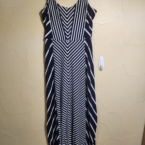 Maurices Navy and White Chevron Maxi Dress
